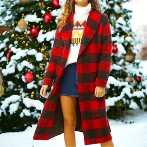 Forever 21 Brushed Buffalo Plaid Coat